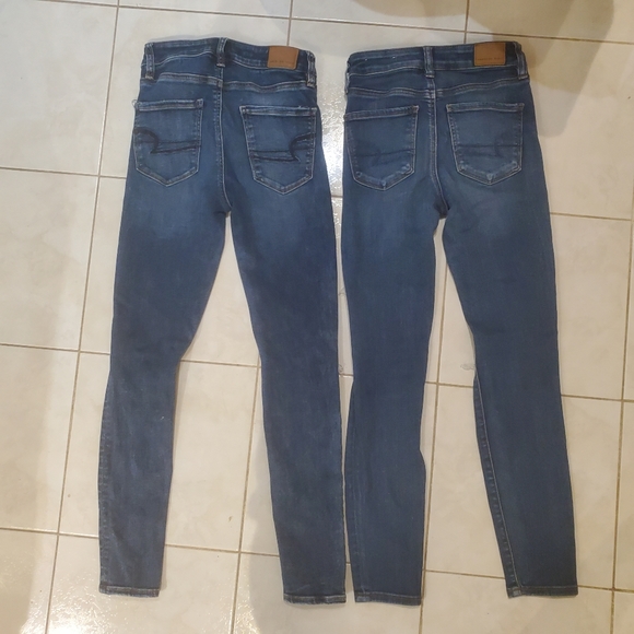 2 PAIR American Eagle Outfitters women's size 0 SHORT length ripped skinny jeans - Picture 8 of 9